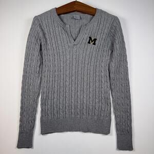 VTG Block M Michigan Cable Knit Sweater XL